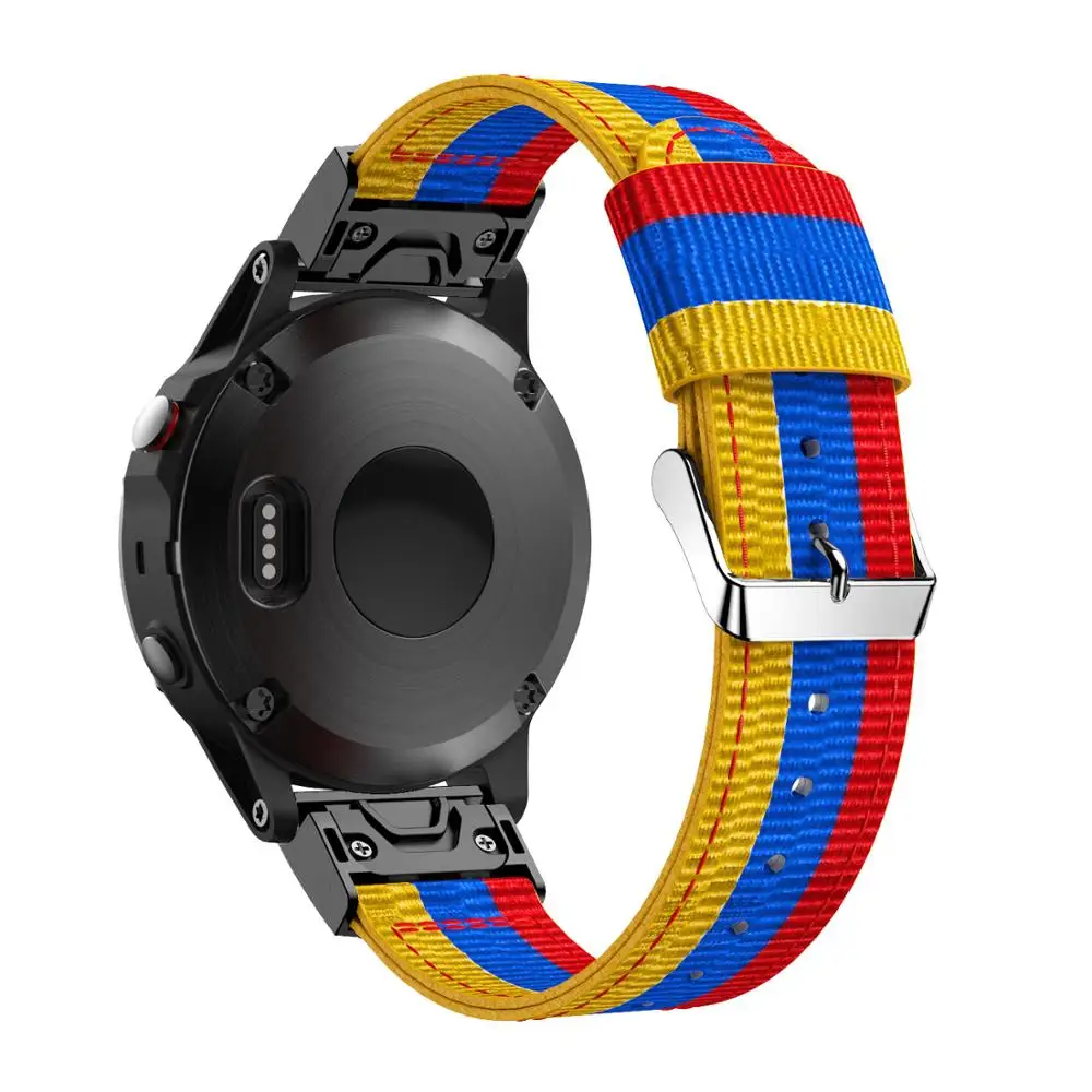 Фото Для Garmin Fenix 5 22 мм быстросъемный тканый новый модный спортивный стиль нейлоновый ремешок спортивный ремешок для Fenix5 новый национальный флаг ... №3