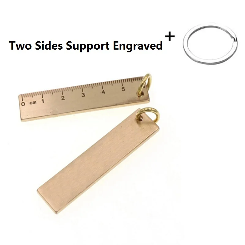 

Custom Yellow-Copper Ruler Lotus Design Car Logo Name Phone Number Keychain Laser Keyring Stainless Steel Engraved Jewelry Gifts