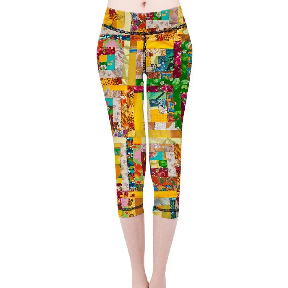 Женские Штаны Для Йоги разноцветные абстрактные геометрические штаны с принтом