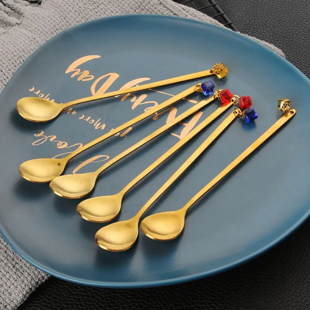 

Stirring Scoop Dessert Tool with Crystal Christmas Coffee Spoon Home Desktop Decoration Tea Spoon Tableware