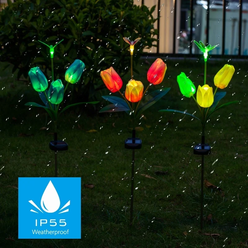 2 шт. Романтический тюльпан светодиодный светильник на солнечной батарее садовый