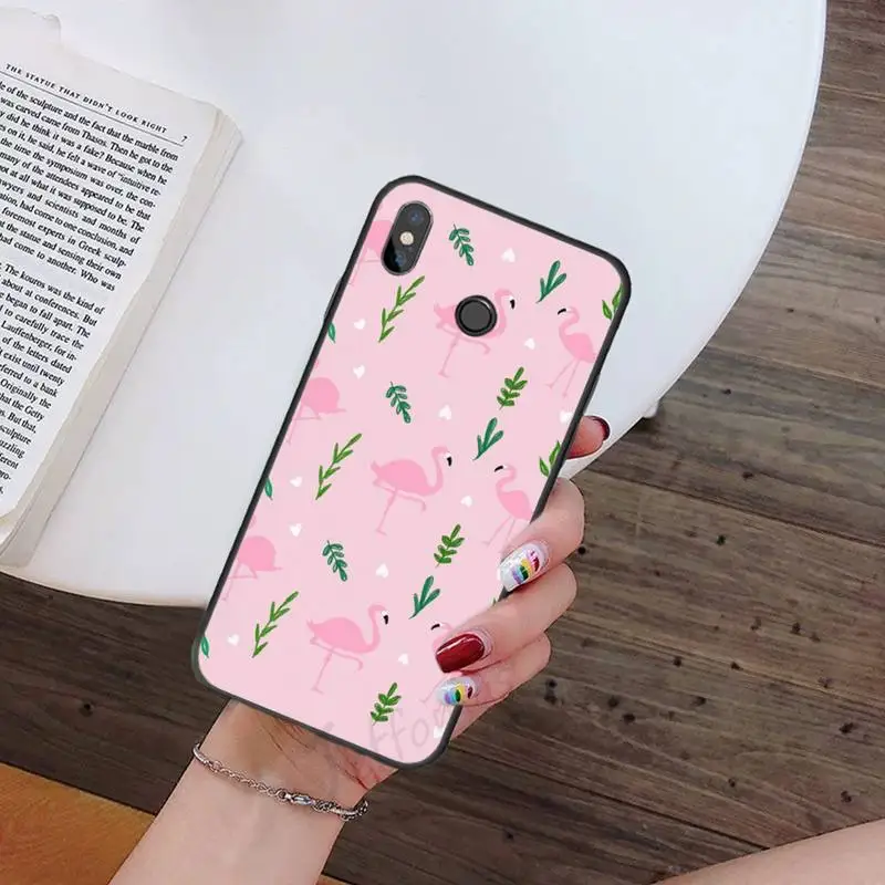 

Flamingo pink flower Phone Cases For Xiaomi Redmi 7 9t 9se k20 mi8 max3 lite 9 note 8 9s 10 pro Soft Silicone Shell Cover Funda