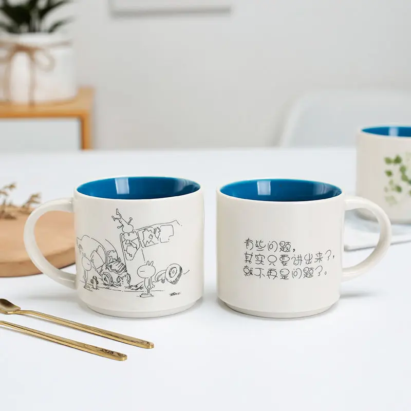 Большая емкость простая керамическая чашка кружка прямая цветная для глазури