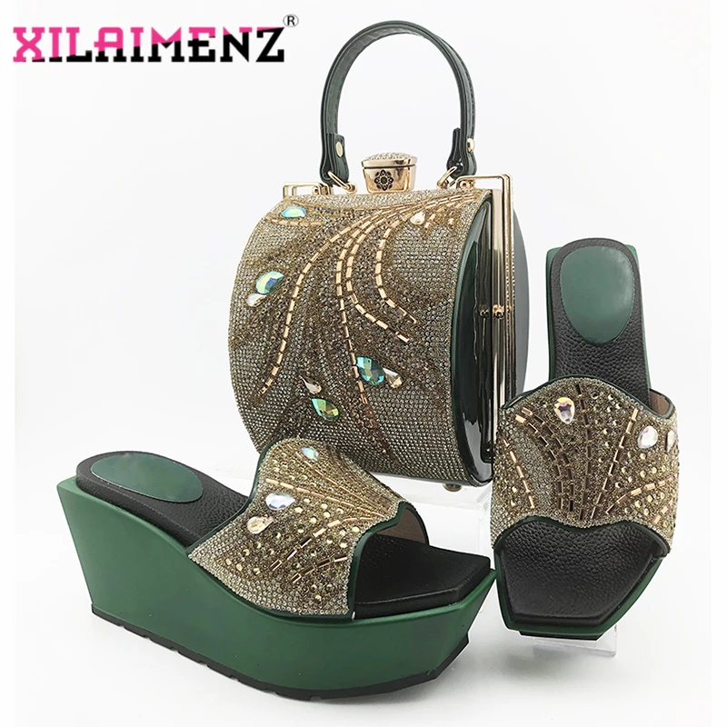 2020 кожаный комплект из обуви и сумки Итальянская обувь с сумочкой в комплекте хит