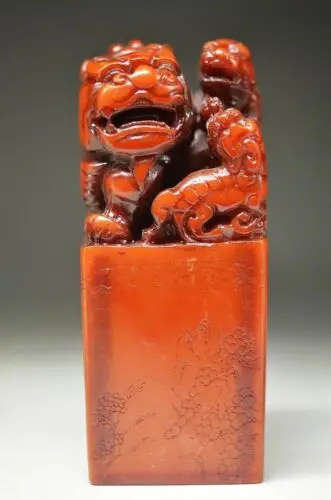 

10 cm CHINESE SHOUSHAN STONE HAND-CARVED LION STATUE SEAL
