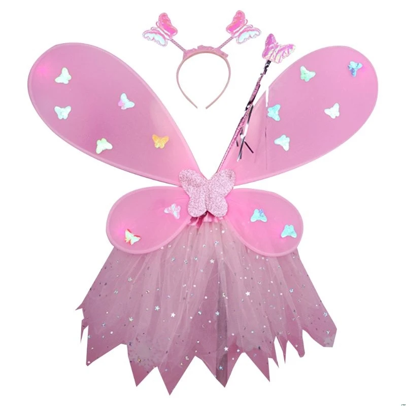 

Cute Children Costumes Performance Props Gradient Color Butterfly Princess Angel Wings Fairy Stick Kids Dress Up Playing Toys