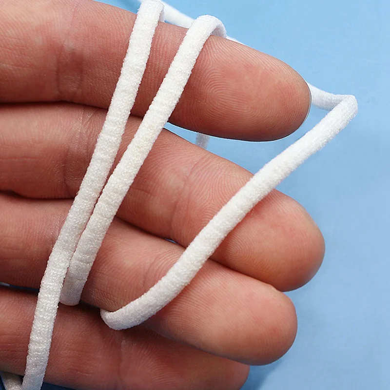 

100M White Stretchy Loops Ear loop Elastic Band For DIY Handmade Mask String Hooks Headwear Sewing Mouth Cover Braid Rope Band