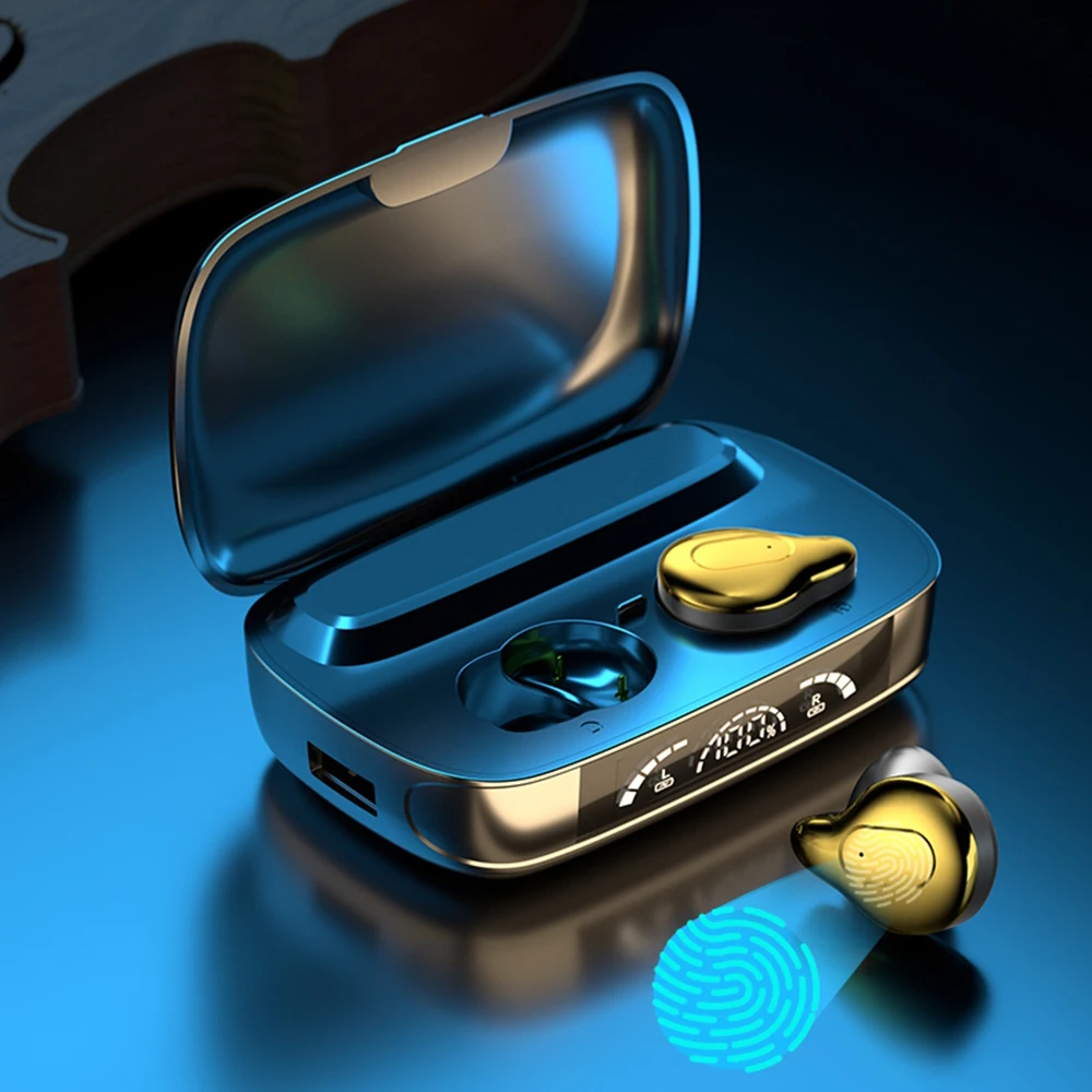 

Беспроводные Bluetooth наушники TWS с зарядным устройством, стерео шумоподавляющие наушники с микрофоном и сенсорным управлением, спортивные на...