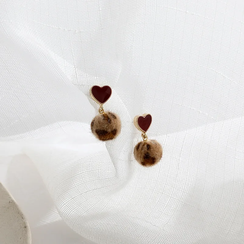 Милые бархатные висячие серьги с леопардовым принтом для девушек женские