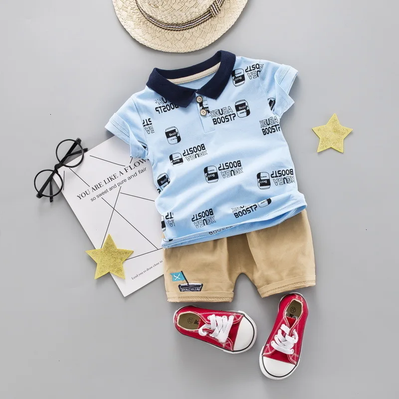 The United States 2019 New Cotton Letters Children's Short Sleeve T-shirt 1-4 Years Old Child Baby Suit A Undertakes |