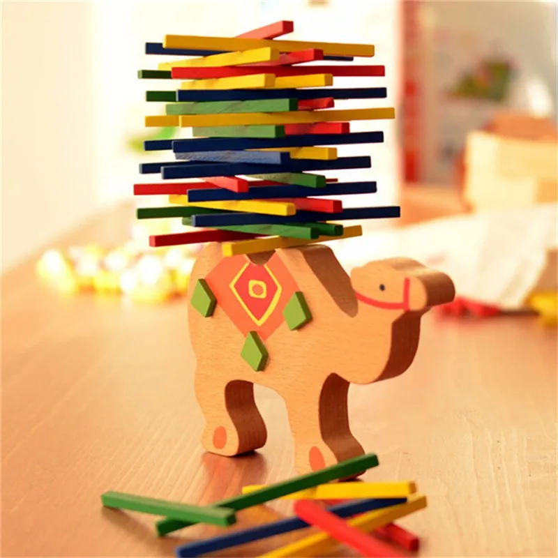 

Baby Toys Educational Elephant/Camel Balancing Blocks Wooden Toy Wood Balance Game Montessori Blocks Gift For Child MU881831