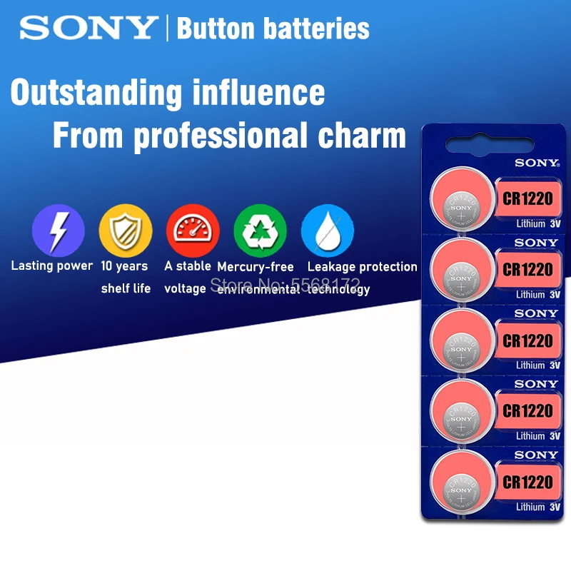 Оригинальные кнопочные батарейки SONY CR1220 2 шт./лот CR 1220 3 в литиевая батарейка BR1220