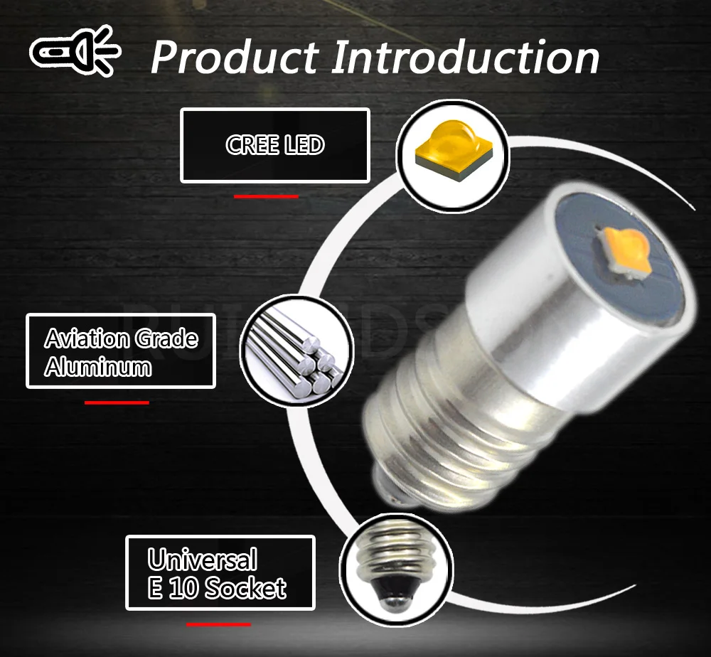 Светодиодная лампа вспышка для велосипеда 3 Вт E10 в 4 5 6 9 В 12 24 В|Передние LED-фары