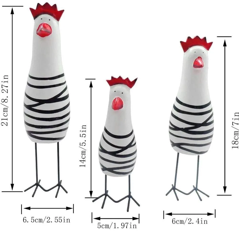 

3pcs Chicken Crafts Hand-carved Chicken Family Three-piece Decoration Set Three Chickens Animal Home Statue Art