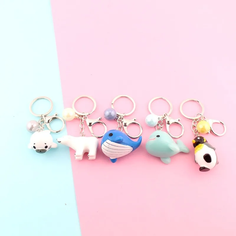 

Marine Animal Doll Series Keychain Zoo Keychain Polar Bear Car Keychain.