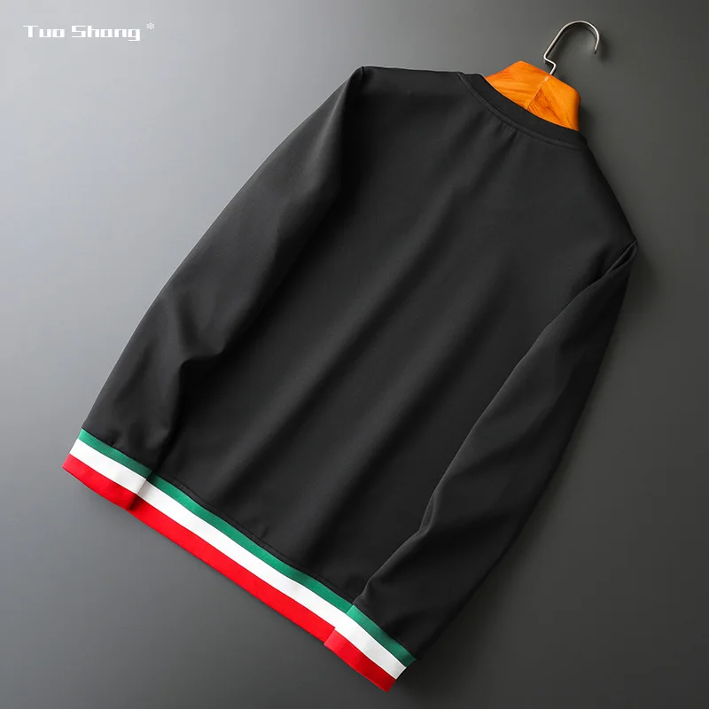 

2021 Full Pullover Hoodie Men Sweatshirt Fashion Embroidery Rhinestones Streetwear High Quality Black O Neck Mens Autumn Clothes