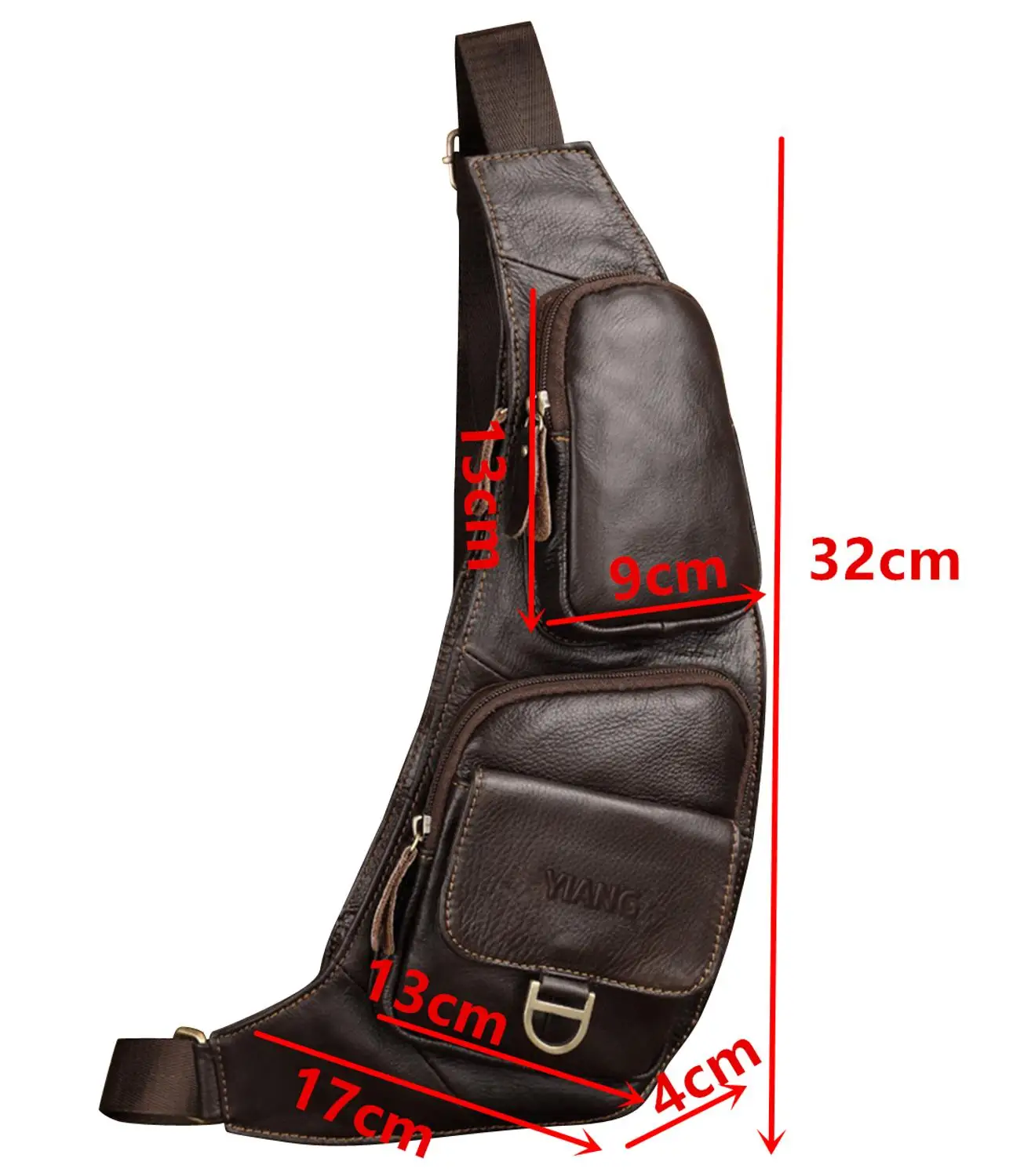 Мужские нагрудные сумки из натуральной кожи через плечо с несколькими карманами