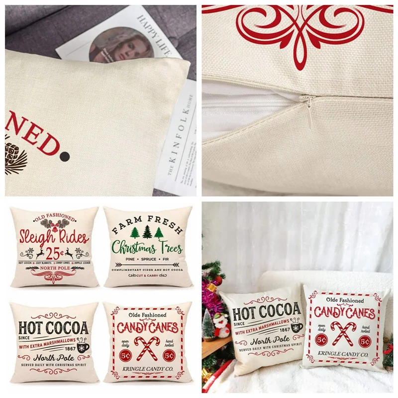 

4pcs Christmas Pillowcase Set Farmhouse Style Pillow Cover for Home Sofa Bedroom Cafe Car Cushion Cover Decor Dropshipping