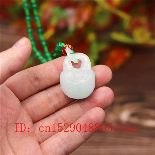 3D резной натуральный Изумрудный нефритовый замок Ruyi кулон бусы ожерелье Шарм