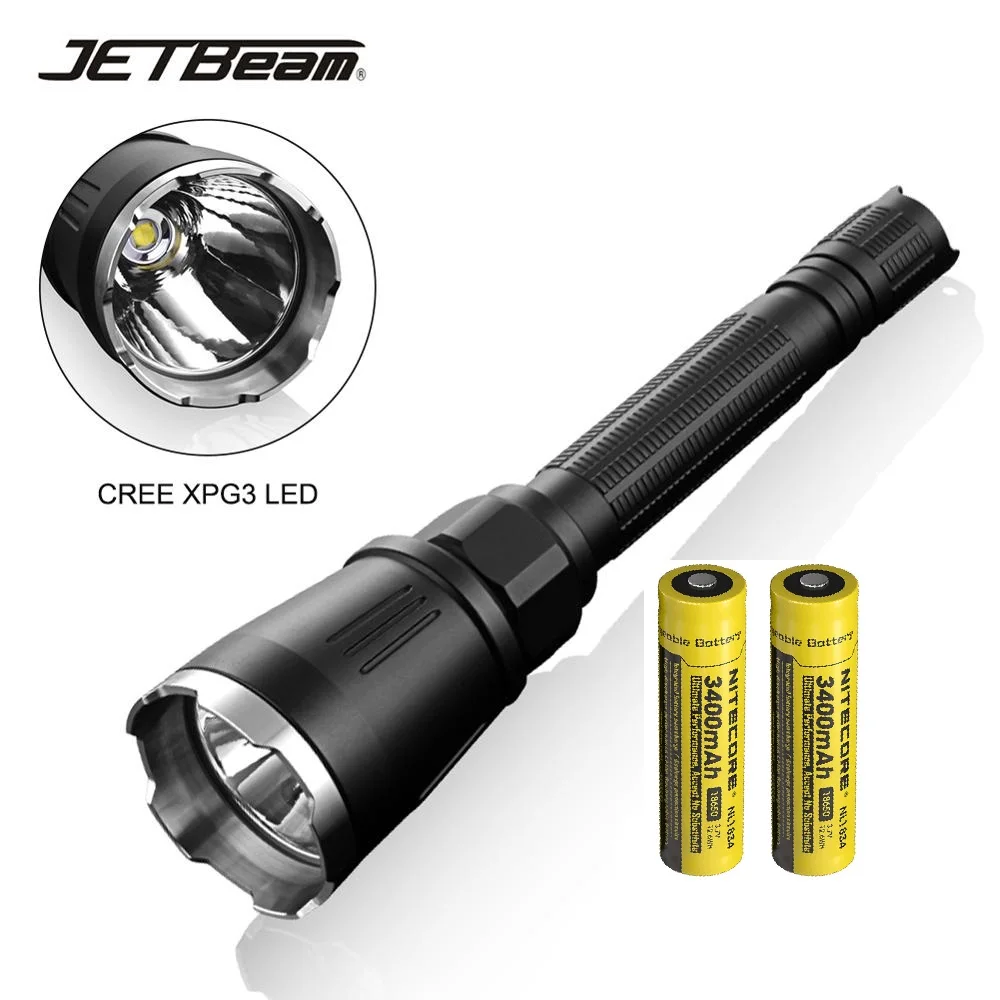 JETBeam BC40 PRO Torch Lighter CREE XHP50 2930LM Beam Throw 347M Tactical Flashlight + NITECORE 3400mAh Battery for Hunting