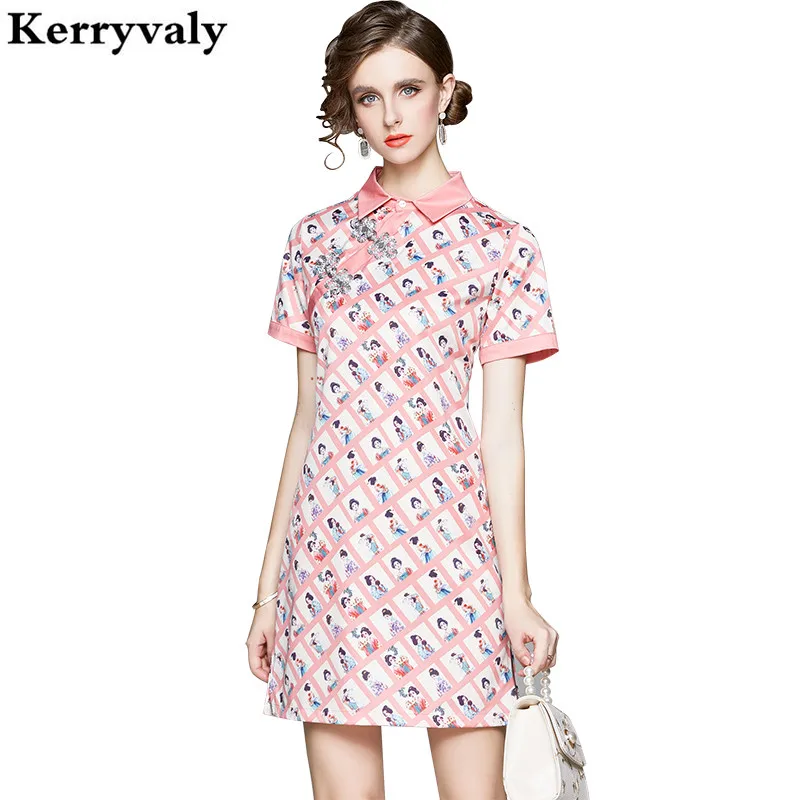 

Женское винтажное платье-Ципао на пуговицах, розовое платье с принтом в стиле хипстер для вечеринки, праздничное платье, K3630, 2022