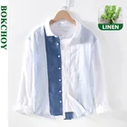 Полосатые льняные рубашки для мужчин из чистой конопляной ткани, дышащие удобные повседневные Лоскутные рубашки, Осень-зима 2020, новые GML03-1905