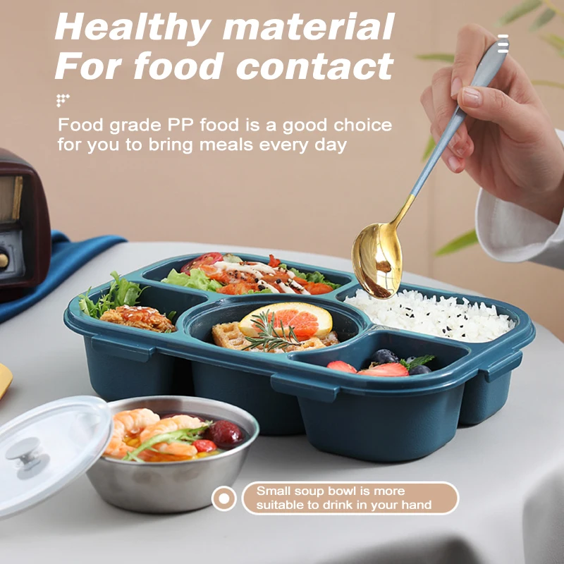 

Metal Lunch Box Magnetron Verdeeld Plaat Met 5 Vakken Draagbare Bento Geval Aparte Eetkamer Voedsel Lade Voor Student Office
