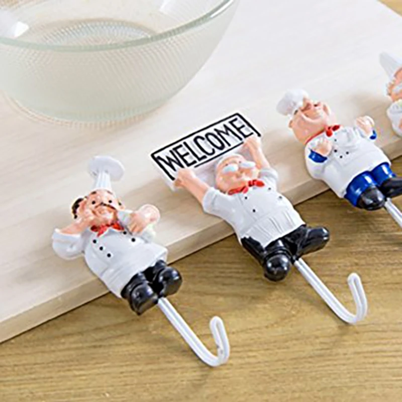 

Pack of 4 Resin French Chef Figurine Wall Hooks Decorative Cook Wall Mount Rack Hook Hanger(Assorted Style)