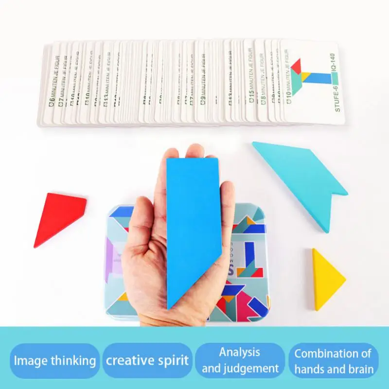 Деревянные Diy головоломки игрушки Танграм в железной коробке игры Монтессори