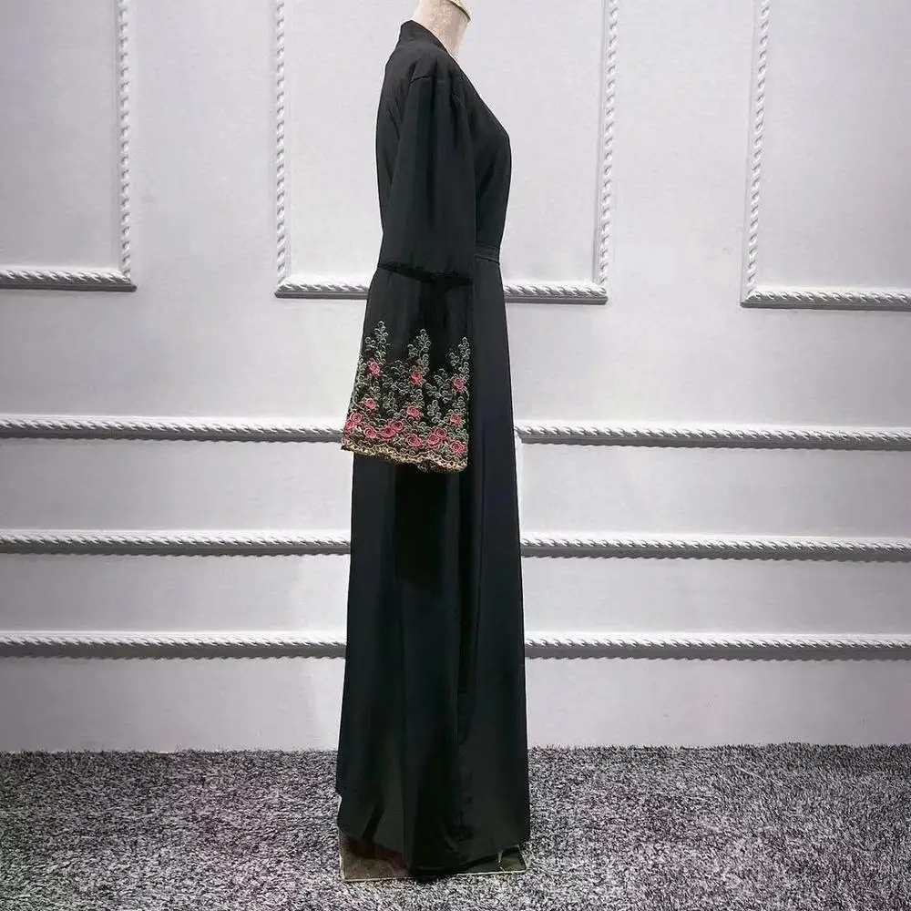 Элегантное мусульманское кружевное платье с вышивкой Abaya сетчатый кардиган