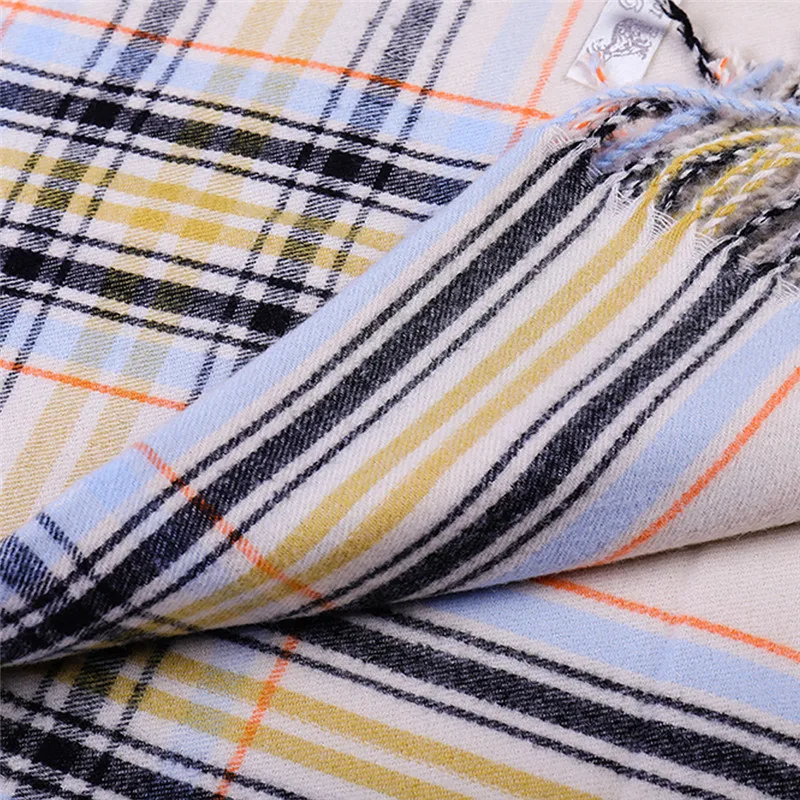 Женский теплый шарф в клетку Пашмина зимний оверсайз длинная шаль |