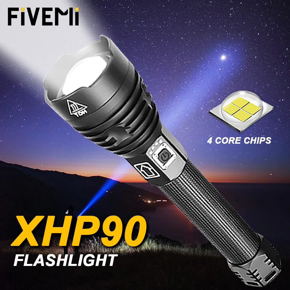 Супер яркий XLamp XHP90 самый мощный Usb масштабируемый светодиодный фонарик