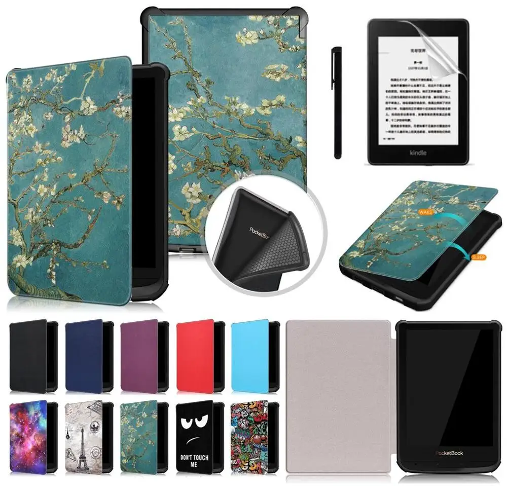 Ультратонкий кожаный чехол Gligle для Pocketbook Touch lux 4 627 HD3 632 Basic2 616 электронной книги +