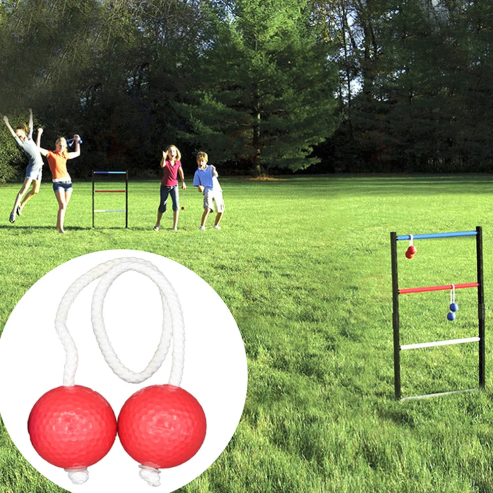 

4 Pcs 42MM Children Ladder Practice Balls Perforated Rubber Playing Balls Outdoor Sports String Balls (2 Blue Balls + 2 Red