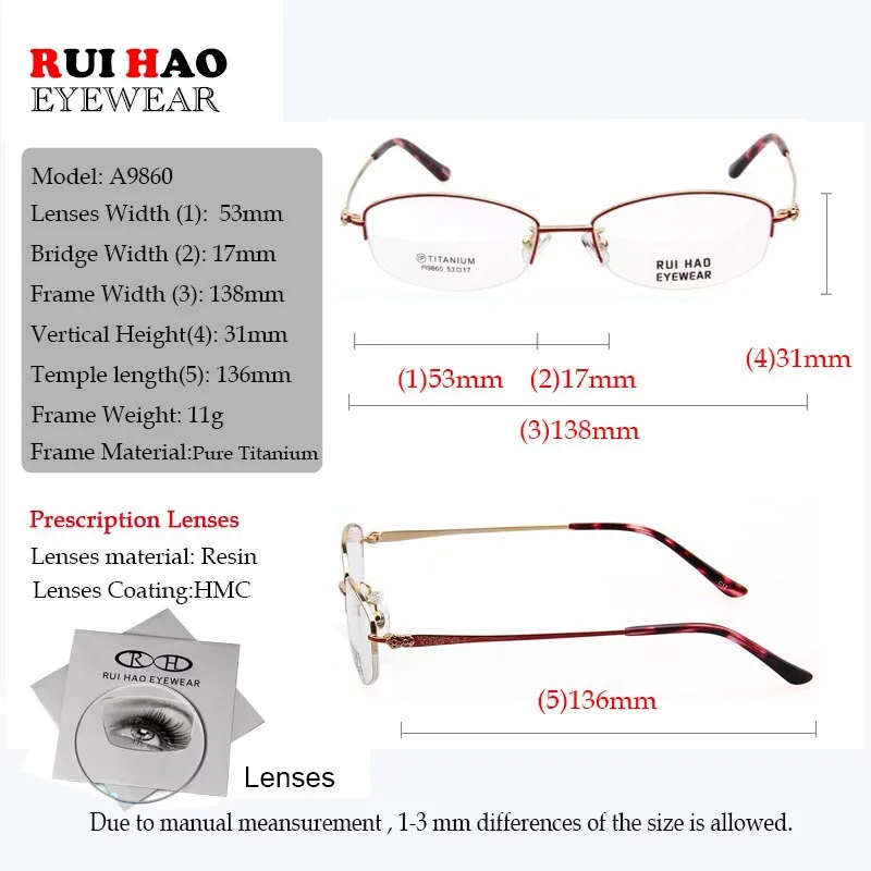 Женские очки с титановой оправой линзы из смолы для близорукости прогрессивные