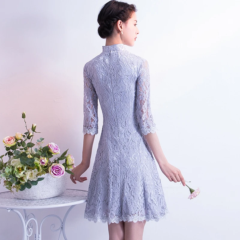 Сексуальное Мини Cheongsam Летнее традиционное китайское стильное платье женские