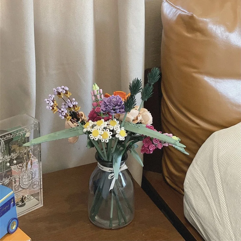 Букет цветов MOC розы строительные блоки совместимые с 10280 городом набор сделай