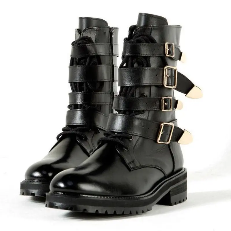 

Men PU Leather New Handmade Lace Up Boots Classic Boots Ankle Men Boots Casual Fashion Winter Gloss Tip Combat Boots KR157