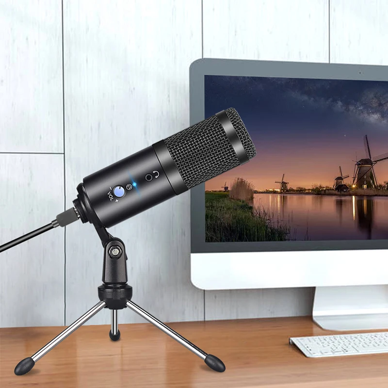 

Condenser Microphone Computer USB Port Studio Microphone For PC Professional Card Sound Vocals Voice Karaoke YouTube Recording