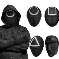 squid game black mask cosplay pretends to play the korean tv series halloween party round quadrilateral triangle plastic latex