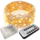 Светодиодная гирлянда с дистанционным управлением, на батарейках, 8 режимов, с таймером, уличное свадебное украшение без батареек