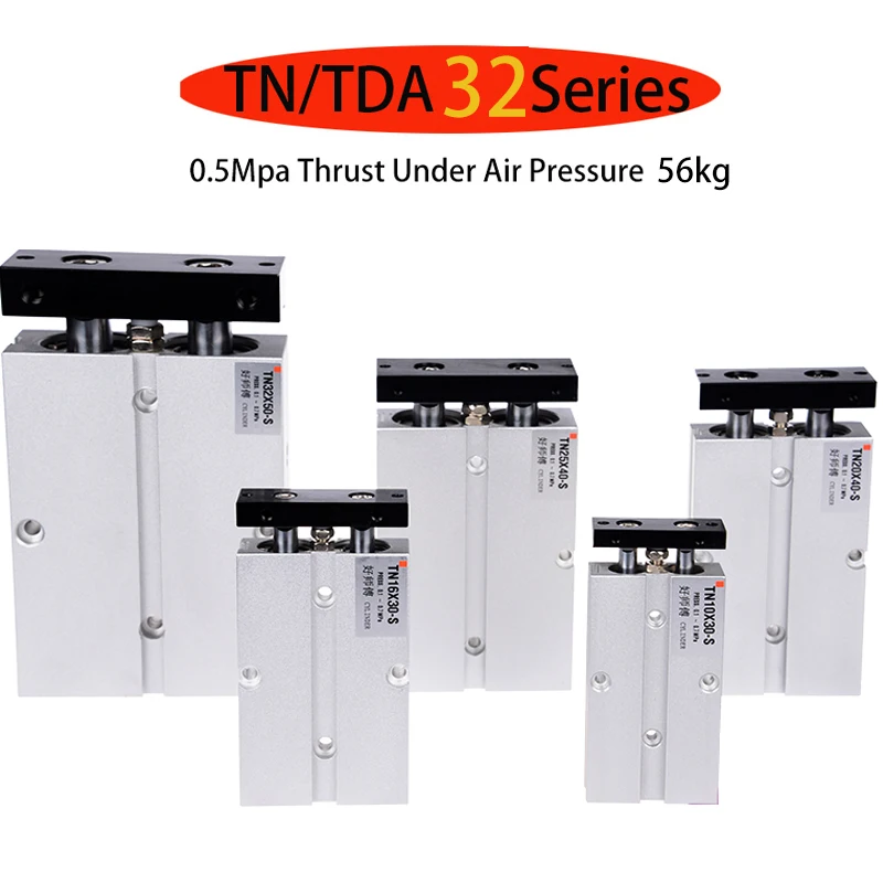 

Double Rod Pneumatic Cylinder TN/TDA 32mm Bore 10/15/20/25/30/35/40/50/60/70/80/100/125/150mm Stroke Air Cylinder Aluminum Alloy