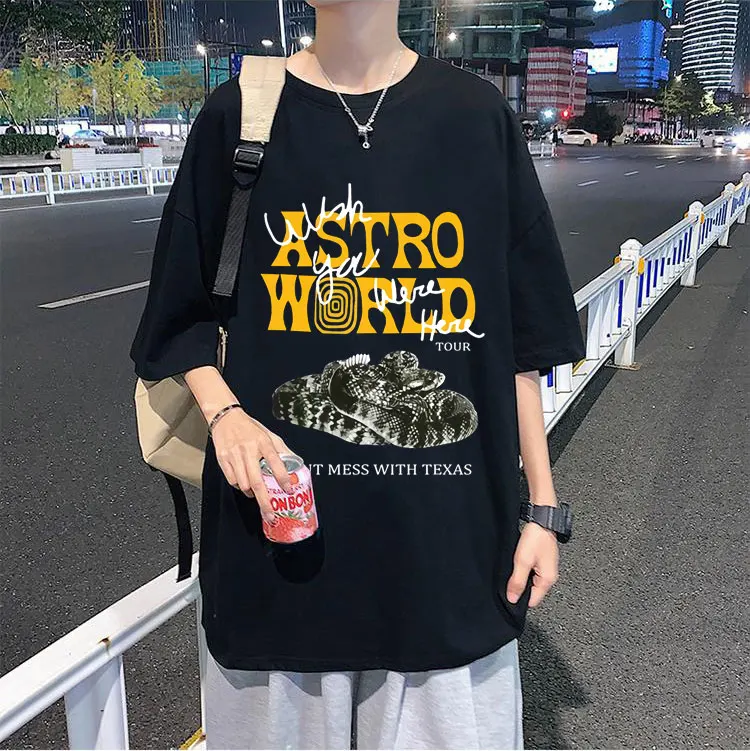 

New Men Women Fashion Hip Hop Style T Shirt Travis Scotts ASTROWORLD Harajuku T-Shirts WISH YOU WERE HERE Letter Print Tees Tops