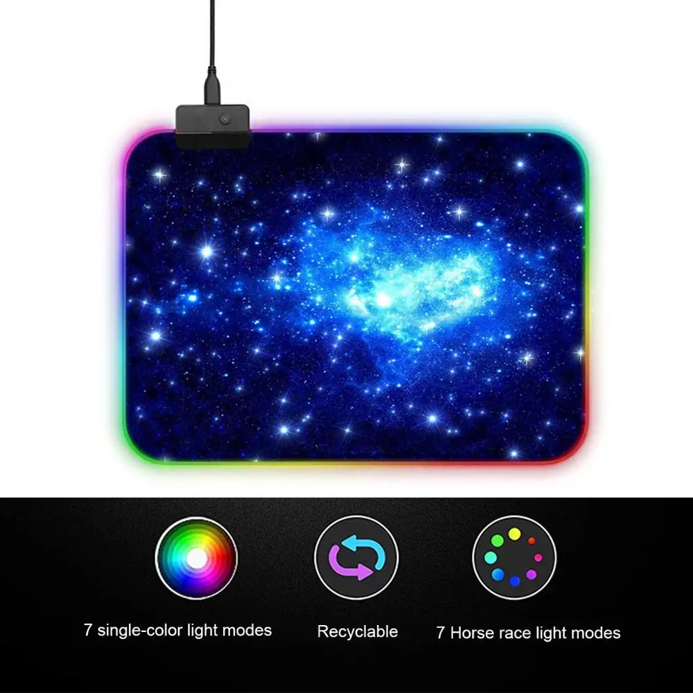 Elisona проводной игровой коврик для мыши со светодиодный RGB подсветкой ноутбука