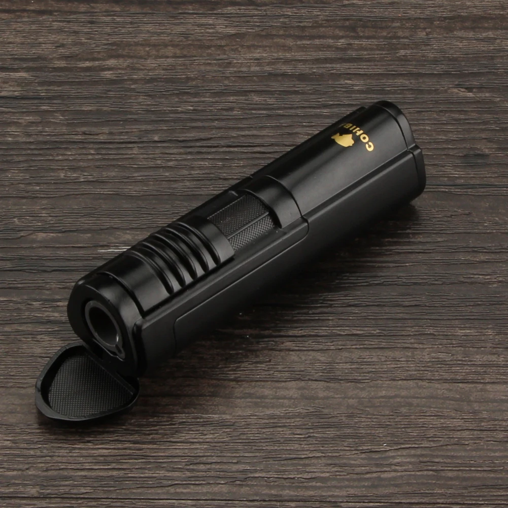 COHIBA карманные зажигалки Бутановая газовая зажигалка для Сигар Зажигалка металлическая мини ветрозащитная сигарета турбо Зажигалка курительная горелка W/Подарочная коробка