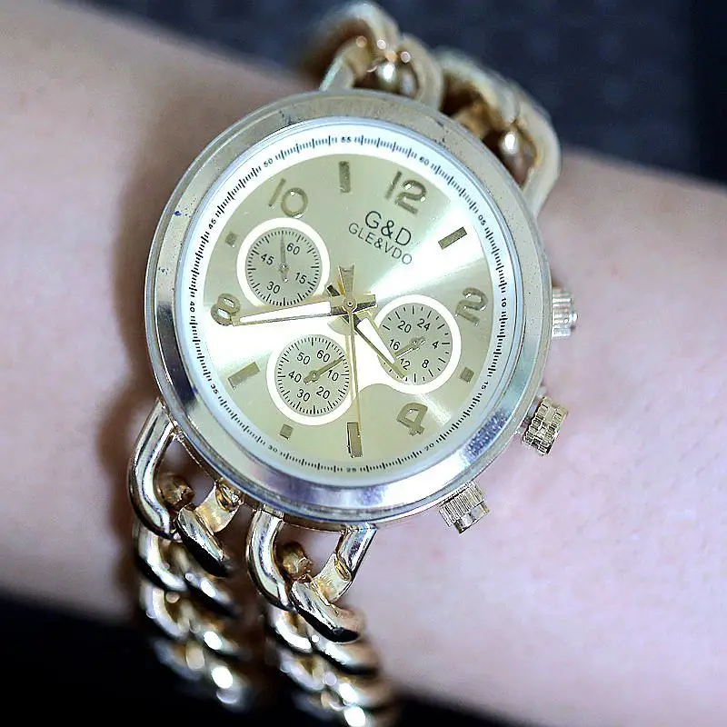 

LUXURY BRAND LADY GOLD RELOGIOS FEMININO QUARTZ ANALOG CLOCK DRESS BRASS BRACELET WRIST WOMEN CASUAL WATCH