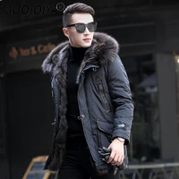 muoioyia men clothing winter jacket mens real raccoon fur mens jackets 5xl thick parkas shearling long coat male jaqueta lxr371