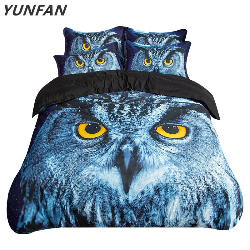 

Комплект постельного белья с 3d-изображением совы, пододеяльник с изображением животных, пододеяльник, пододеяльник, наволочки, двойная нав...