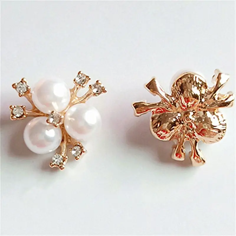 

10Pcs Pearl Rhinestone Flower Embellishments Brooch Flatback Buttons DIY Crafts