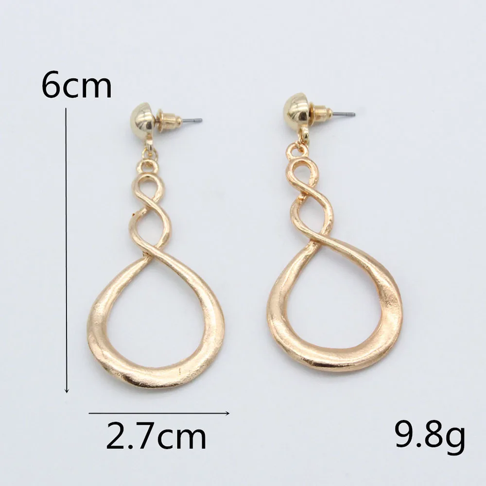 

New European and American earrings, atmospheric geometric metal earrings, 8-character hollow personality long earrings
